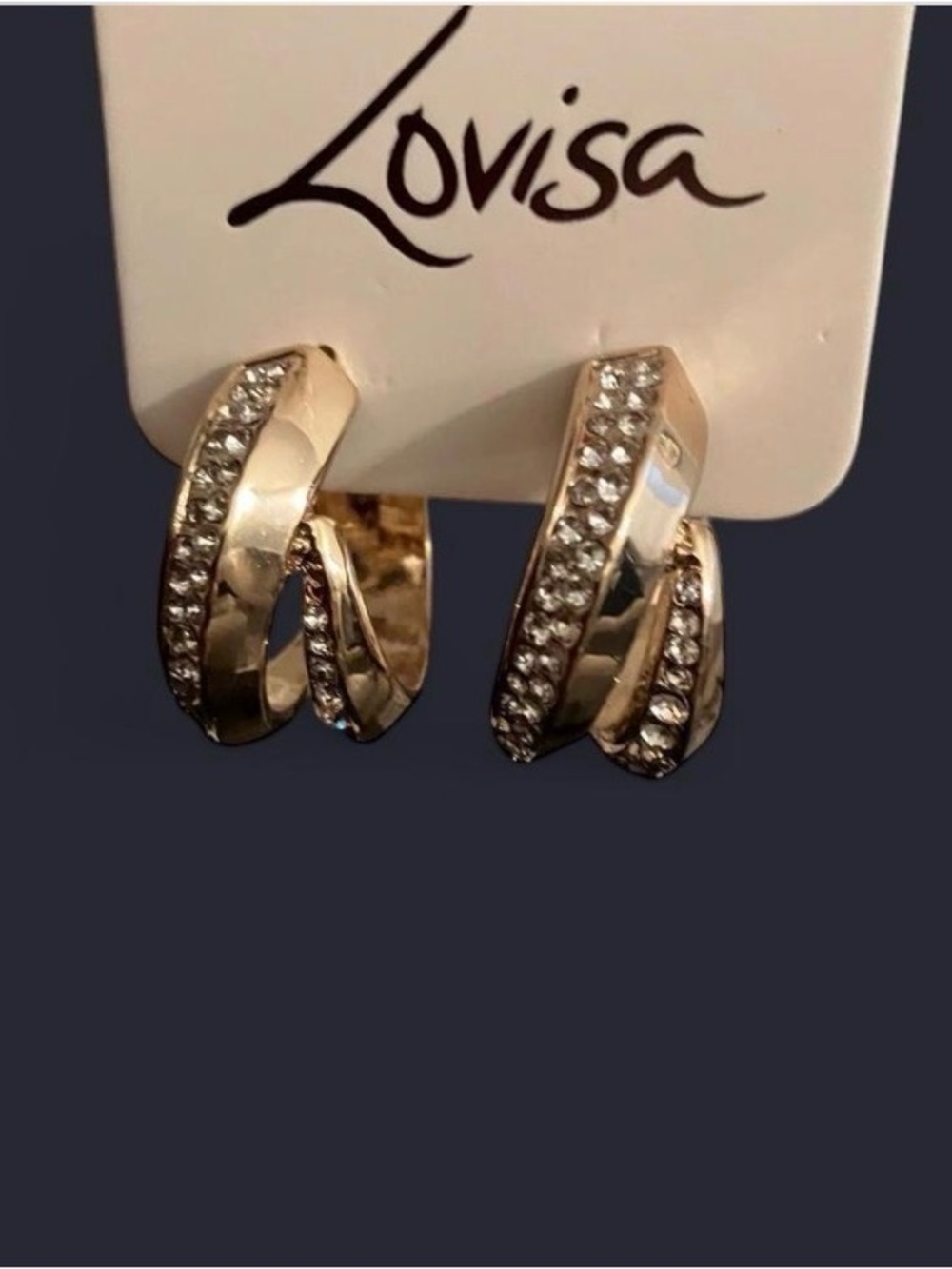 Classic style, Soft girl vibes,Gold Twisted Hoop Earrings with Clear Crystals